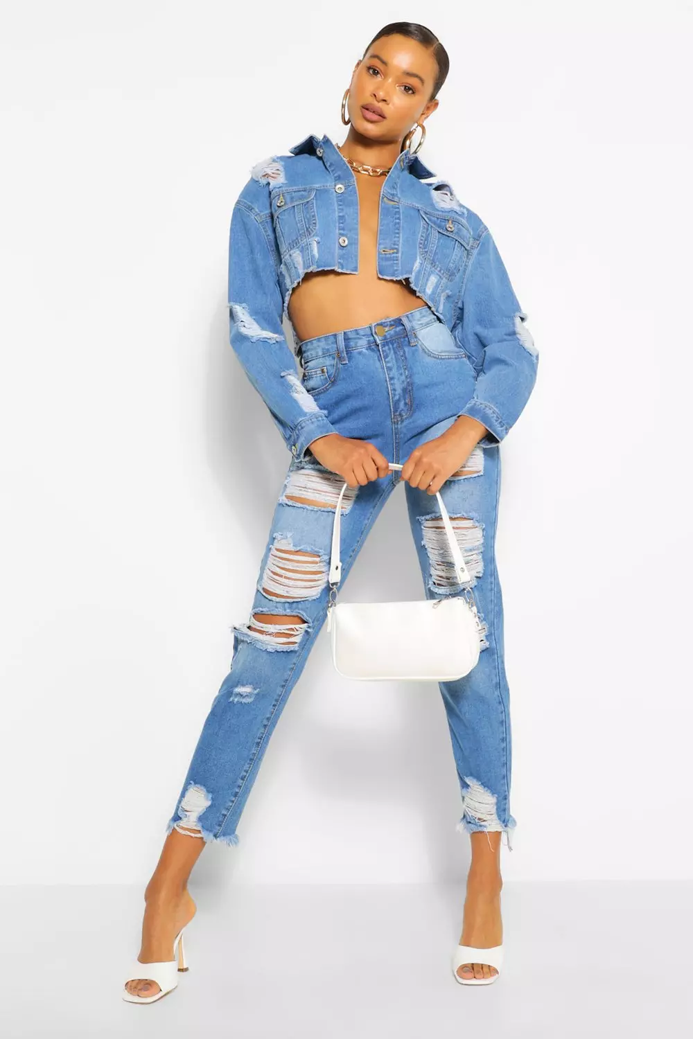 Extreme crop hot sale denim jacket